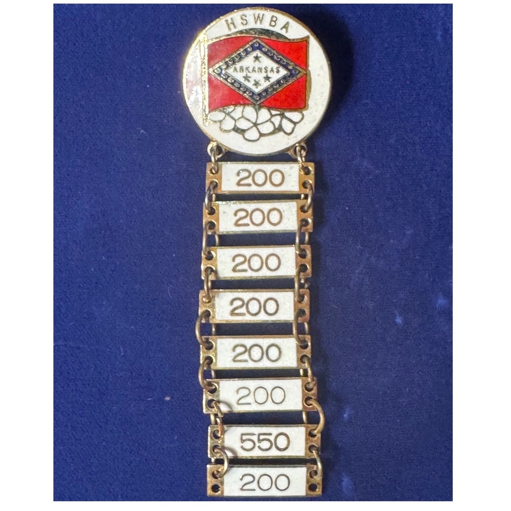 Vintage HSWBA Arkansas State Bowling Association Pin 200 550 Game Award Bars